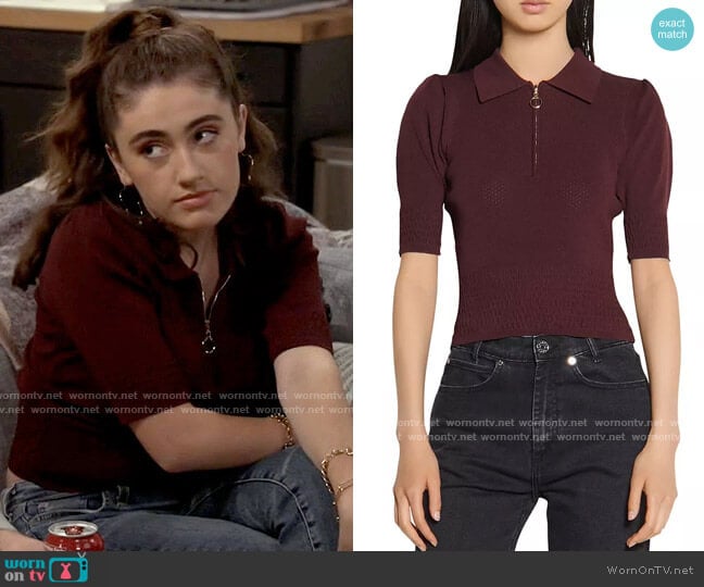 Sandro Nami Half Zip Sweater worn by Jackie Raines (Rachel Sennott) on Call Your Mother