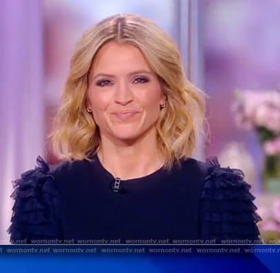 Sara’s blue ruffle sleeve top on The View