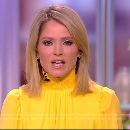 Sara’s yellow smocked neck dress on The View