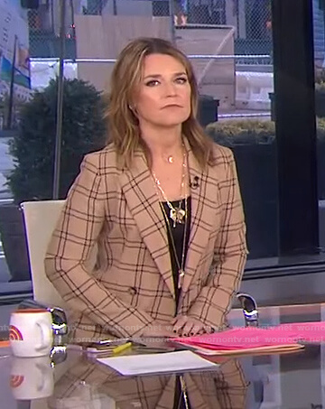 Savannah’s beige grid check blazer on Today