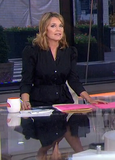 Savannah’s black tie waist shirtdress on Today