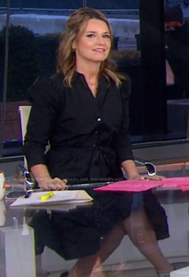 Savannah’s black tie waist shirtdress on Today