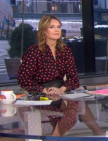 Savannah’s black heart print blouse on Today
