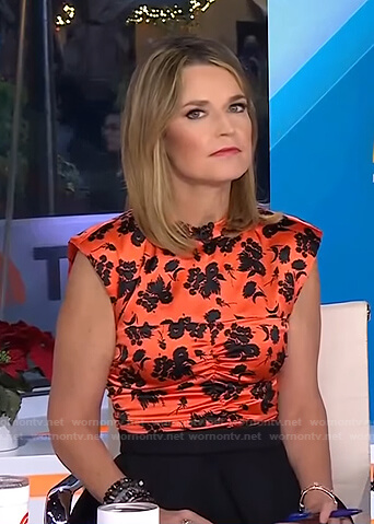 Savannah’s orange floral ruched top on Today