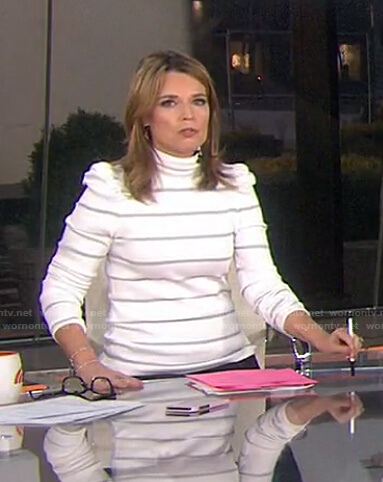 Savannah’s white striped turtleneck sweater on Today