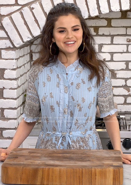 Selena Gomez’s light blue floral maxi dress on Selena + Chef