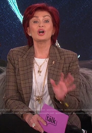 Sharon’s brown plaid blazer on The Talk
