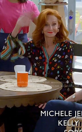 Sheila’s floral striped trim blouse on Call Me Kat
