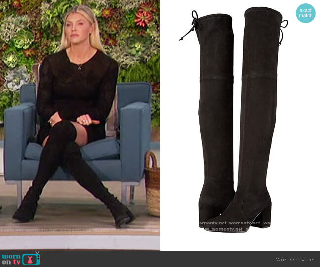 Stuart Weitzman Tieland Over the Knee Boots worn by Amanda Kloots on The Talk