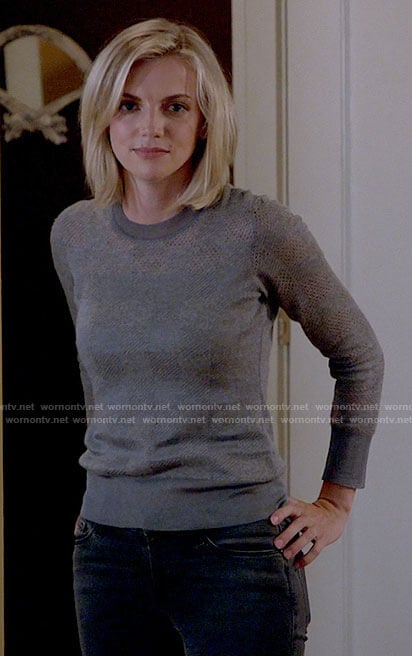 Sylvie’s grey checkerboard sweater on Chicago Fire