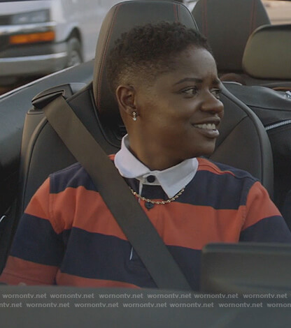 Tamia’s rugby stripe shirt on All American
