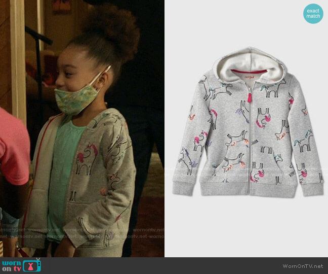 Cat & Jack Girls' Printed Zip-Up Hoodie