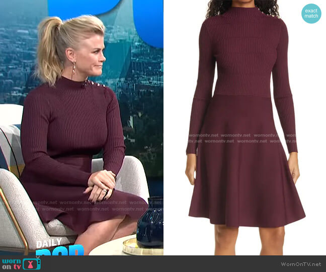 Ted Baker Button Detail Long Sleeve Skater Dress