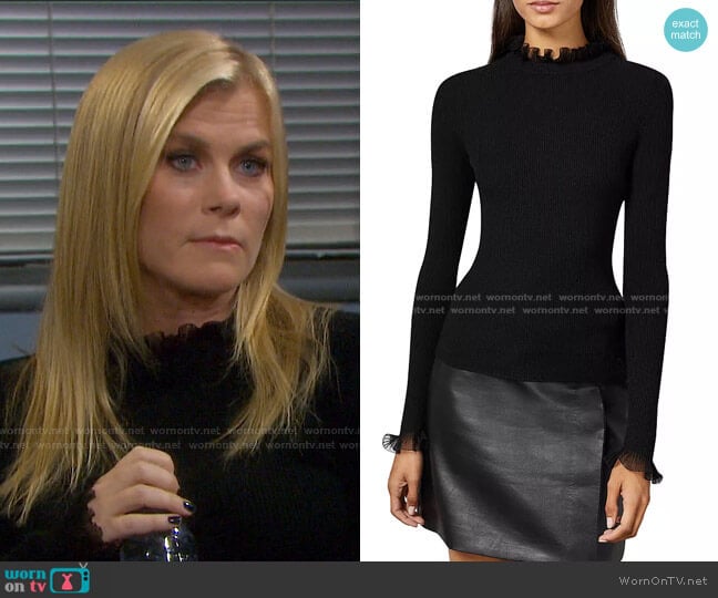 Ted Baker Dvana Frilled Trim Ribbed Sweater worn by Sami Brady (Alison Sweeney) on Days of our Lives