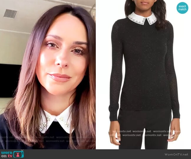 Ted Baker Embellished Collar Sparkle Sweater worn by Drew Barrymore on The Drew Barrymore Show