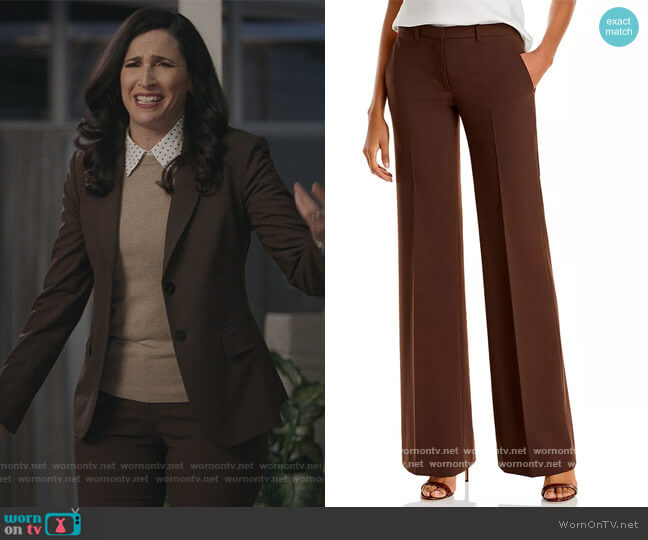 Theory Demitria Wool-Blend Flared Pants worn by Delia (Michaela Watkins) on The Unicorn