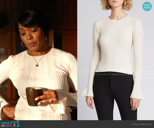 Theory Evian Stretch Linear Knit Top worn by Athena Grant (Angela Bassett) on 9-1-1