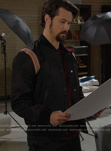 Thomas’s striped shoulder bomber jacket on The Bold and the Beautiful