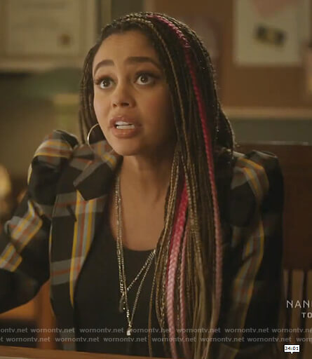 Toni’s black plaid puff sleeve blazer on Riverdale