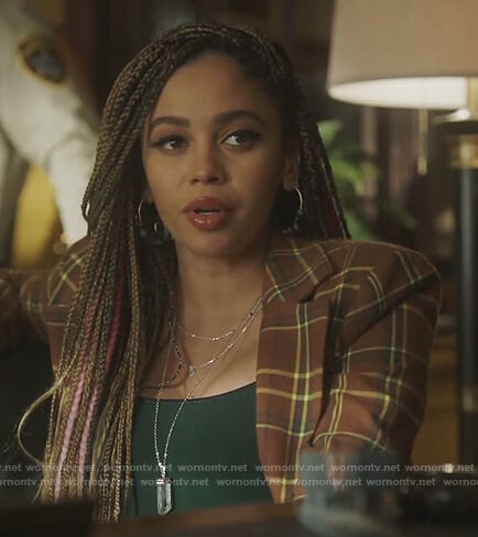 Toni’s brown plaid blazer dress on Riverdale