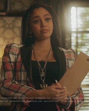 Toni’s pink puff sleeve plaid blazer on Riverdale