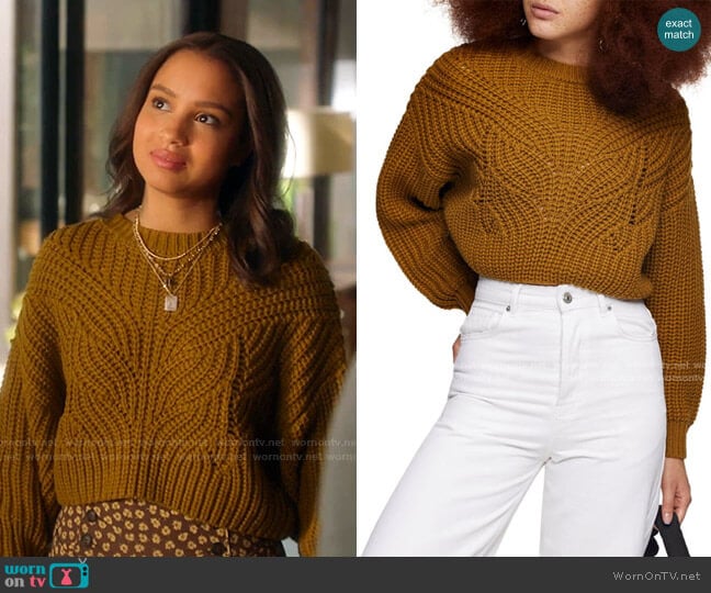 Topshop Butterfly Super Crop Sweater worn by May Grant (Corinne Massiah) on 9-1-1