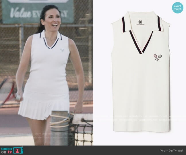 Tory Sport Racquet Ribbed Knit Sleeveless Polo worn by Delia (Michaela Watkins) on The Unicorn