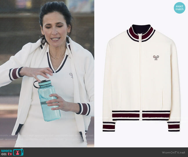 Tory Sport Racquet Tech Knit Jacket worn by Delia (Michaela Watkins) on The Unicorn