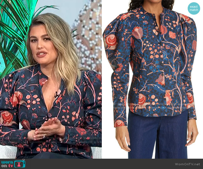 Ulla Johnson Harriet Floral Puff Sleeve Blouse worn by Carissa Loethen Culiner on E! News