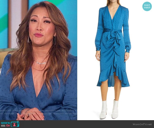 Veronica Beard Miriam Tie Waist Long Sleeve Dress worn by Carrie Inaba on The Talk