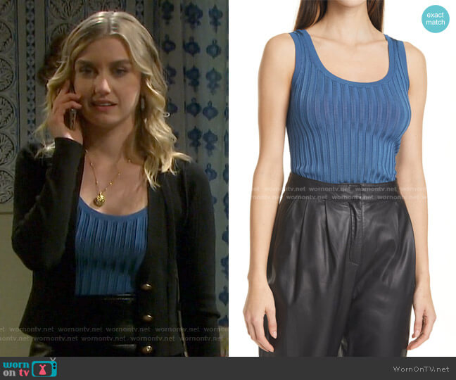 Veronica Beard Sandra Ribbed Tank Top worn by Claire Brady (Isabel Durant ) on Days of our Lives