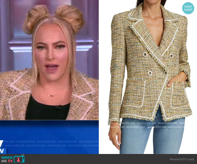 Veronica Beard Theron Tweed Double-Breasted Jacket worn by Meghan McCain on The View