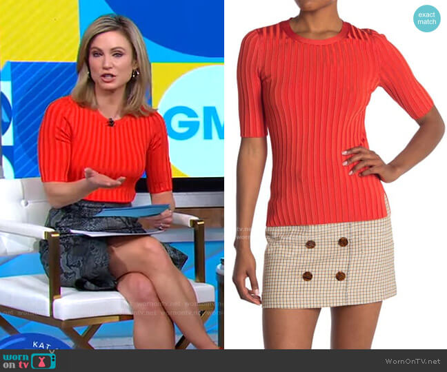 Veronica Beard Dillon Ribbed Crew Neck Sweater worn by Amy Robach on Good Morning America