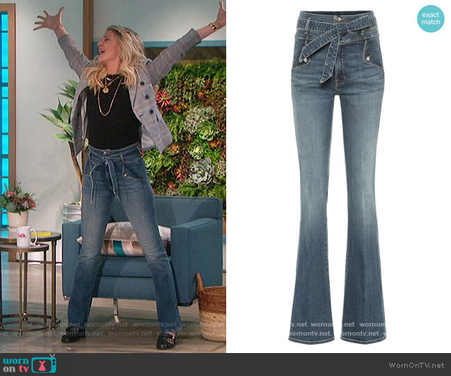 Veronica Beard Giselle high-rise flared jeans worn by Amanda Kloots on The Talk