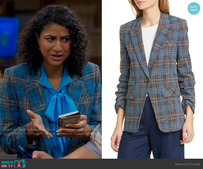 Veronica Beard Martel Plaid Dickey Jacket worn by Mikaela Shaw (Vella Lovell) on Mr Mayor