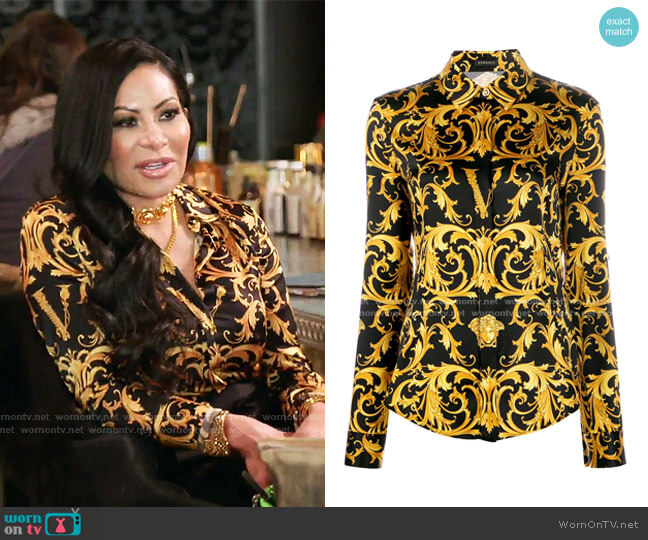 Versace Virtus Medusa Baroque Print Shirt worn by Jen Shah on The Real Housewives of Salt Lake City