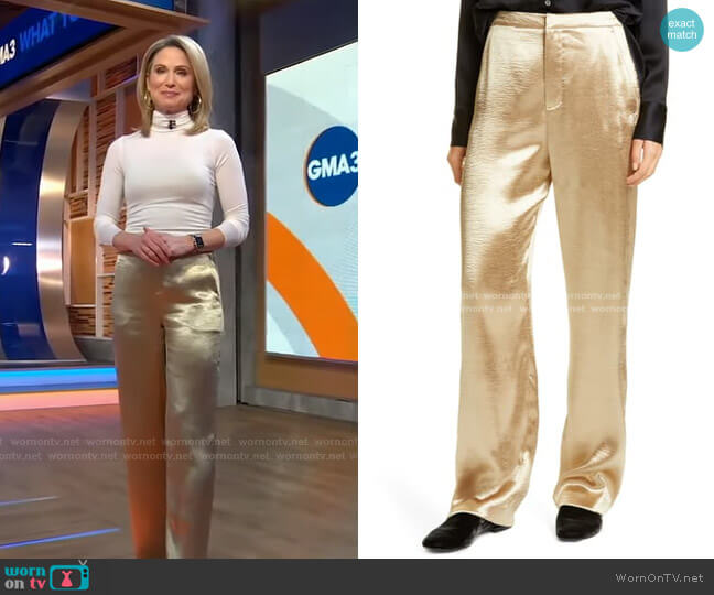 Vince Metallic Wide Leg Pants worn by Amy Robach on Good Morning America