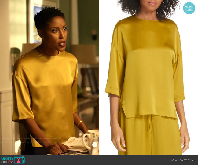 Vince Satin Silk Top worn by Lynn Stewart (Christine Adams) on Black Lightning