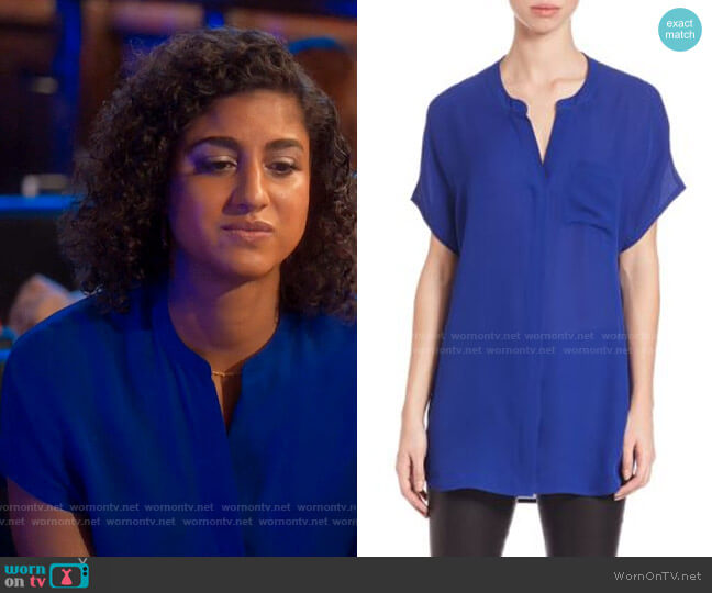 Vince Short Sleeve Silk Tunic worn by Mikaela Shaw (Vella Lovell) on Mr Mayor