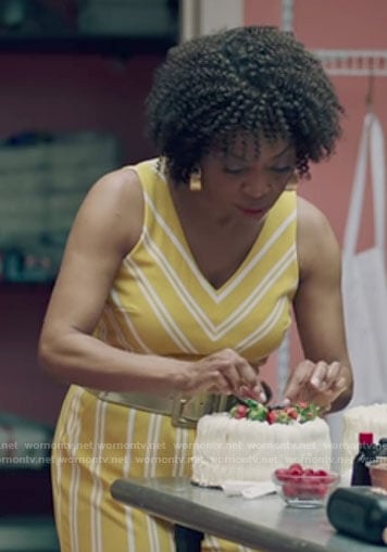 Violet’s yellow striped jumpsuit on Queen Sugar