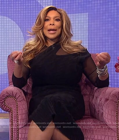 Wendy’s black one shoulder cutout dress on The Wendy Williams Show