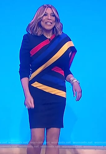 Wendy’s black multicolored stripe dress on The Wendy Williams Show