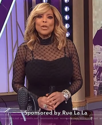 Wendy’s black sheer bodysuit and dress on The Wendy Williams Show