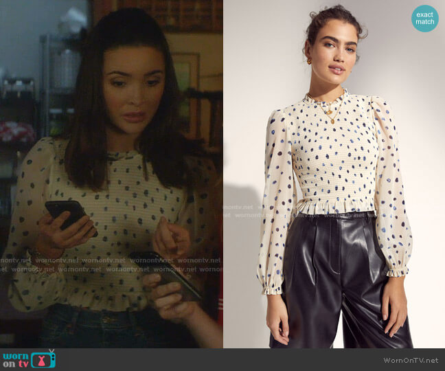 Wilfred Tempest Blouse worn by Bess (Maddison Jaizani) on Nancy Drew