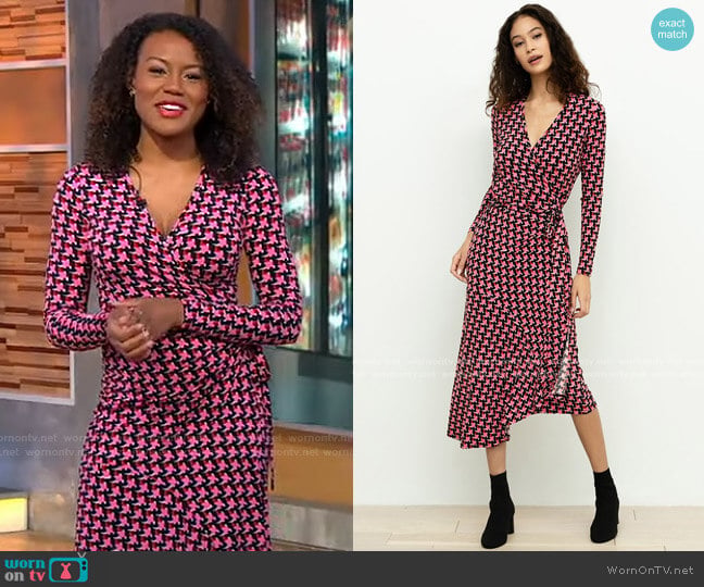 Yumi Kim Sabine Wrap Dress worn by Janai Norman on Good Morning America