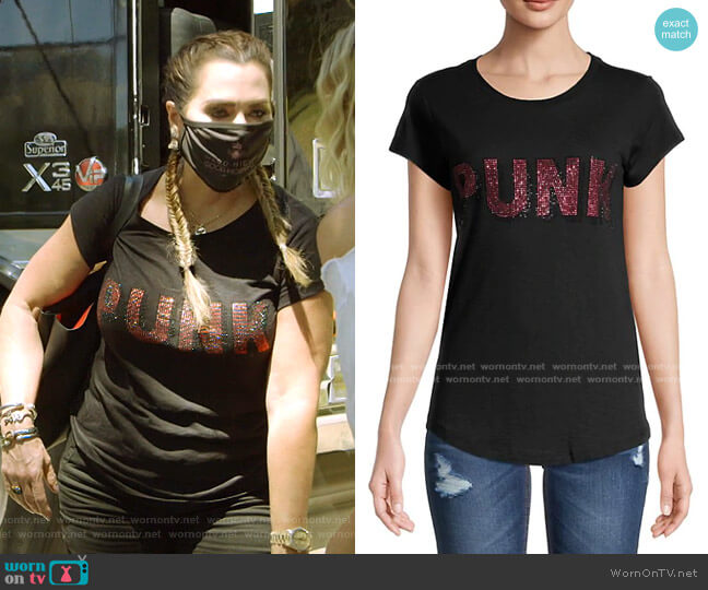 Zadig & Voltaire 3D Punk Embellished T-Shirt worn by D’Andra Simmons on The Real Housewives of Dallas