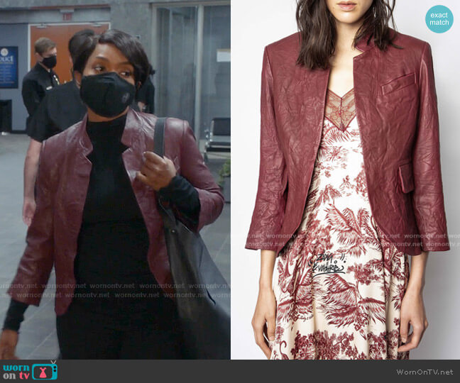 Zadig & Voltaire Verys Leather Jacket worn by Athena Grant (Angela Bassett) on 9-1-1