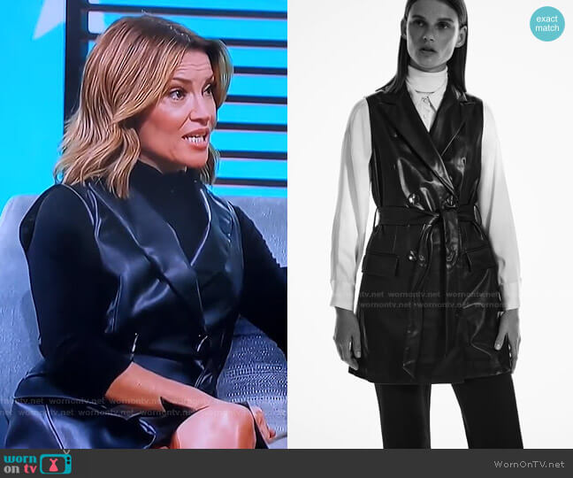 Zara Faux Leather Vest worn by Kit Hoover on Access Hollywood