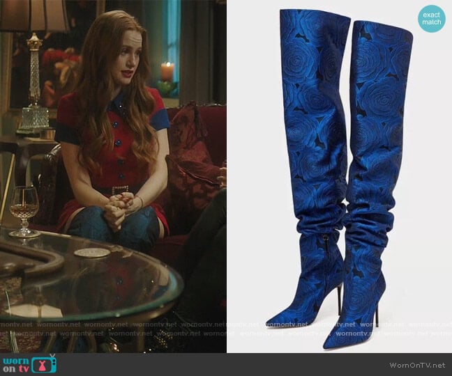 Zara Knee High Floral Boots worn by Cheryl Blossom (Madelaine Petsch) on Riverdale