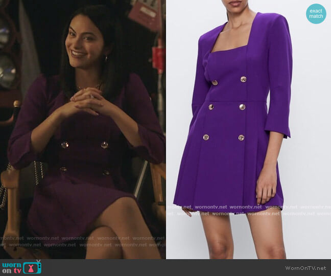 Zara Double Breasted Dress worn by Veronica Lodge (Camila Mendes) on Riverdale